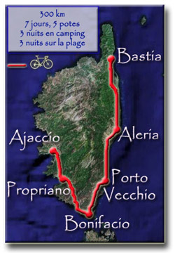 Itinéraire du voyage en Corse